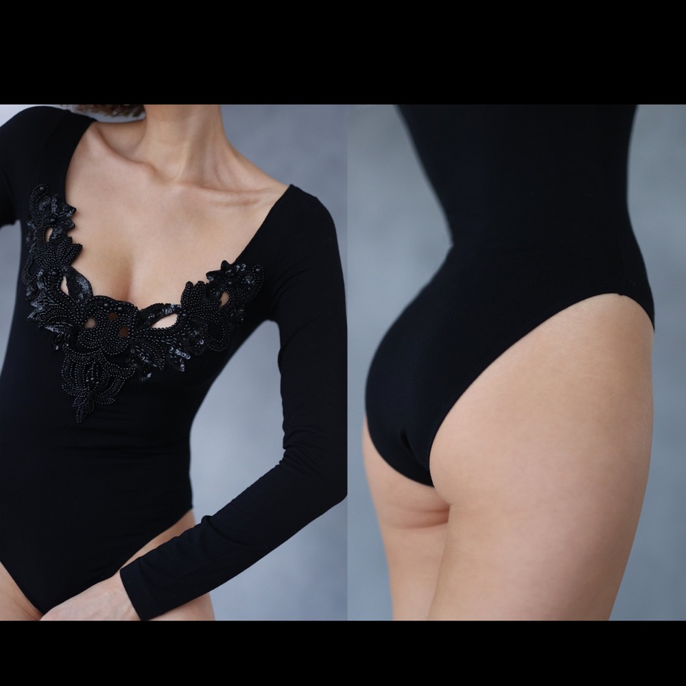 Ritmo di Perla Black Lace Detail Bodysuit